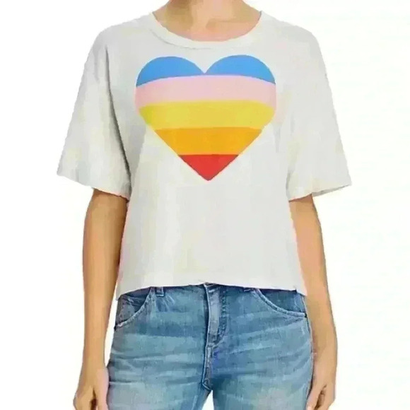 Anthropologie Tops - Sundry from Anthropologie - Rainbow Heart Boxy Tee